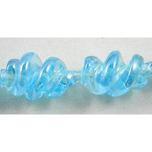 Handmade Plated with Color Twist Lampwork Beads, 12mm dia,20mm length,hole:1.5mm,20pcs per st [LWBTW034]
