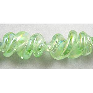 Handmade Plated with Color Twist Lampwork Beads, 12mm dia,20mm length,hole:1.5mm,20pcs per st [LWBTW035]