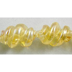 Gold Handmade Plated with Color Twist Lampwork Beads, 12mm dia,20mm length,hole:1.5mm,20pcs per st [LWBTW042]