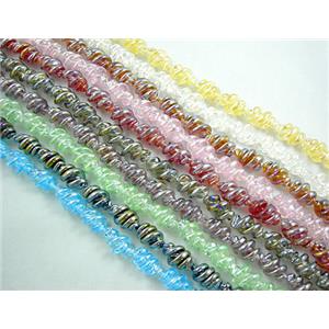 Mix Color Handmade Plated with Color Twist Lampwork Beads, 12mm dia,20mm length,hole:1.5mm,20pcs per st [LWBTWMIX04]