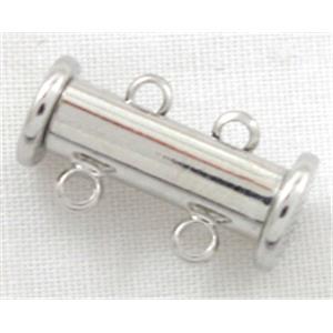 platinum plated 2-strand slide lock magnetic clasps, 14mm length, 2 row hole [MGC023PP]