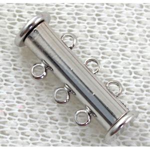 platinum plated 3-strand slide lock magnetic clasps, 19mm length, 3 row hole [MGC024PP]