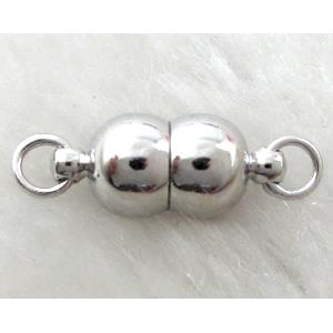 Magnetic Clasp, copper, platinum plated, 8mm dia, 18mm length [MGC029PP]