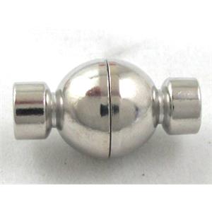 Magnetic copper Clasp, platinum plated, 13x24mm, 6mm hole [MGC041]