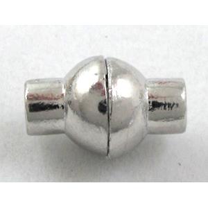 alloy Magnetic Clasp, platinum plated, 11x18mm, 4mm hole [MGC042-4MM]
