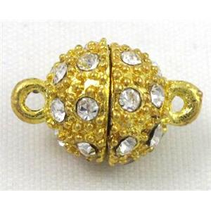 Magnetic Clasp for bracelet, necklace, rhinestone, approx 16mm dia [MGC074-16MM]