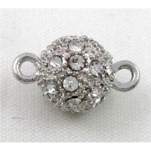 Magnetic alloy clasp paved rhinestone, approx 12mm dia [MGC087-12MM]