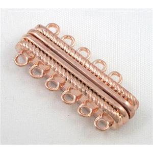 Magnetic alloy connector clasp, red copper, approx 14x33mm, 6 hole per tier [MGC094]