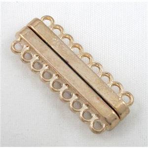 Magnetic alloy connector clasp, gold plated, approx 14x33mm, 9 hole per tier [MGC100]