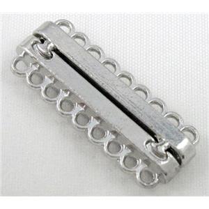 Magnetic alloy connector clasp, platinum plated, approx 14x33mm, 9 hole per tier [MGC102]