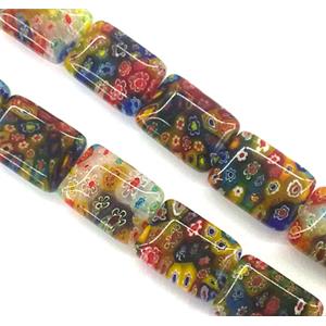 Millefiori glass bead, rectangle, mixed, 15x20mm, 20pcs per st [MGOT02]