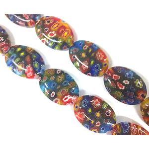 Millefiori glass bead, oval, mixed, 16x22mm, 18pcs per st [MGOT04]