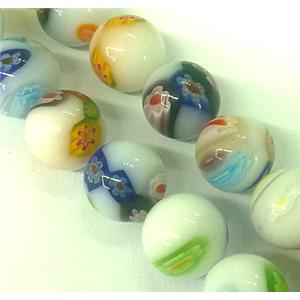 Millefiori glass bead, round, mixed, 8mm dia, 50pcs per st [MGOT13-8MM]