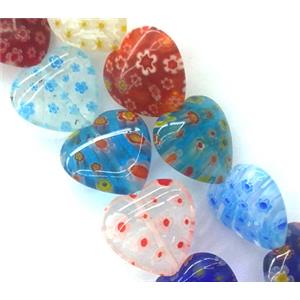 Millefiori glass bead, heart, mixed, 20mm dia, 20pcs per st [MGOT18-20MM]
