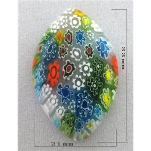Cabochon, glass bead, Millefiori, multi-flower, flat-back, 21x33mm [MGOT32]