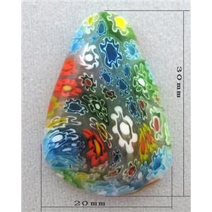 teardrop Cabochon, glass bead, Millefiori, multi-flower, flat-back, 20x30mm [MGOT37]
