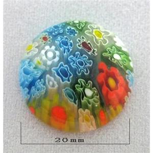 round Cabochon, Millefiori glass bead, multi-flower, flat-back, 20mm dia [MGOT39]
