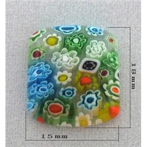 Cabochon, Millefiori glass bead, multi-flower, flat-back, 15x18mm [MGOT40]
