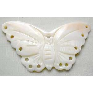Mother of Pearl pendant, butterfly, white, 55mm wide, 30mm high [MPPDBF03]