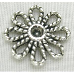 Tibetan Silver Flower Non-Nickel, 14mm diameter [NN0039]