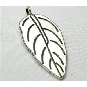 Tibetan Silver leaf Pendants Non-Nickel, 30mm length [NN0187]
