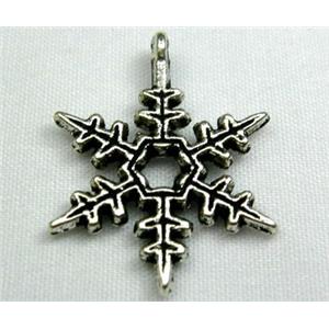 Tibetan Style Zinc Snowflake Antique Silver, 21mm diameter [NN0353]