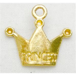 crown Charms, Tibetan Silver, Antique Gold, 19mm wide, 17mm high [NN0368GP]