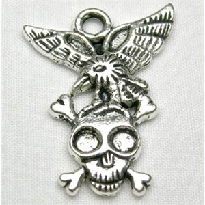Tibetan Silver Skull Charms non-nickel, 21x26mm [NN04261]