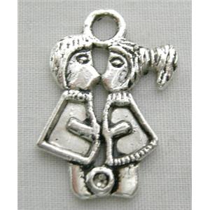tibetan silver couple pendants, 15.8x23mm [NN04311]