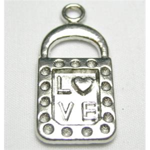 Tibetan Silver Love Lock non-nickel, 18x25mm [NN0456-1]