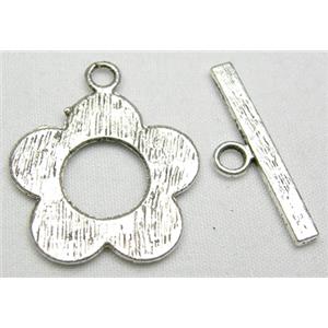 Tibetan Silver toggle clasps non-nickel, ring:20mm dia, stick:23mm length [NN0541]