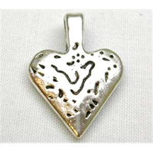 Tibetan Silver Heart Pendant Non-Nickel, 15mm wide [NN0577]