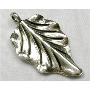 Tibetan Silver leaf Pendants Non-Nickel, 31mm length [NN0592]