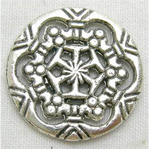 Tibetan Silver Charms Non-Nickel, 18mm diameter [NN0605]