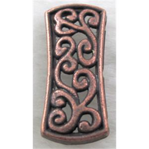 Bracelet Spacer Tibetan Silver Charms Non-Nickel, Antique Red, 12x26mm, 3 row hole [NN0631RP]