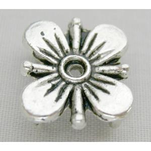 shamrock charms, Tibetan Silver Flower Non-Nickel, 12x13.5mm [NN0722]