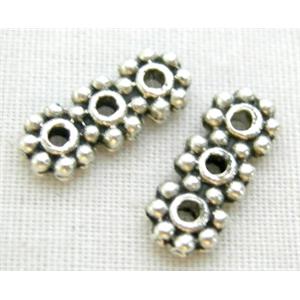 Tibetan Silver Spacers Bars Non-Nickel, 4.3x10.5mm, 3 hole ,hole:1mm [NN0794]