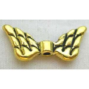 Golden Tibetan Silver Angel Wing beads, 14.5mm wide [NN1741GP]