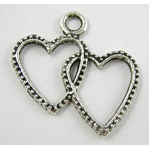 Tibetan Silver heart Pendant Non-Nickel, 23x24mm [NN0943]