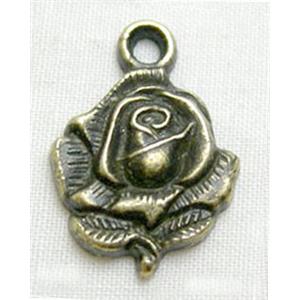 Antique Bronze Tibetan Silver Rose flower Pendant Non-Nickel, 13x20mm [NN0976BP]