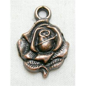 Tibetan Silver Rose flower Pendant Non-Nickel, Antique Red, 13x20mm [NN0976RP]