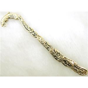 Antique Gold Bookmark, Tibetan Silver Non-Nickel, 12cm(4.7 inch) length [NN10053AGP]