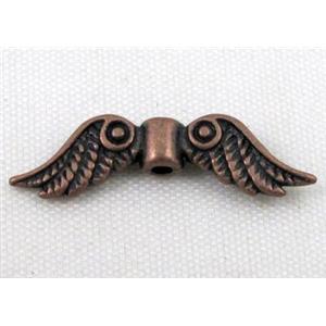 angel wing, Tibetan silver bead non-nickel, antique red copper, 24mm wide [NN10271RP]