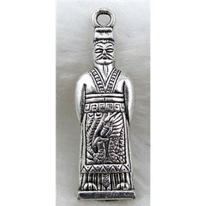 Ancient Chinese Emperor, Tibetan Silver pendant non-nickel, 12x38mm [NN10336]