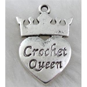Tibetan Silver Crown Pendant non-nickel, 18x25mm [NN10471]