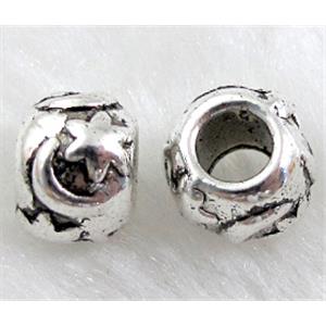 Tibetan Silver Spacer Non-Nickel, 10mm dia, hole:4.5mm [NN10612]