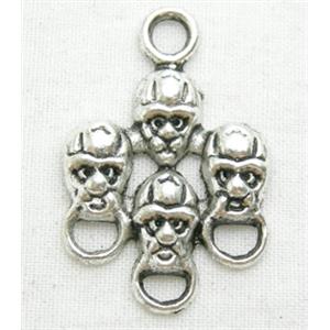 Skull pendants, Tibetan Silver Death-Head non-nickel, 17x25mm [NN1066]
