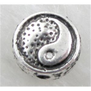 Tibetan Silver taichi Spacers Zinc Beads, Antique Silver, 8mm dia, 3.5mm thin [NN10837]
