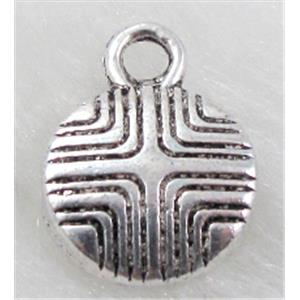 Tibetan Silver Pendants Non-Nickel, 10.5mm dia, 4mm thin [NN10849]
