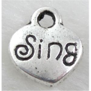 Tibetan Silver pendant Non-Nickel, 10.5x12mm,3mm dia [NN11015]